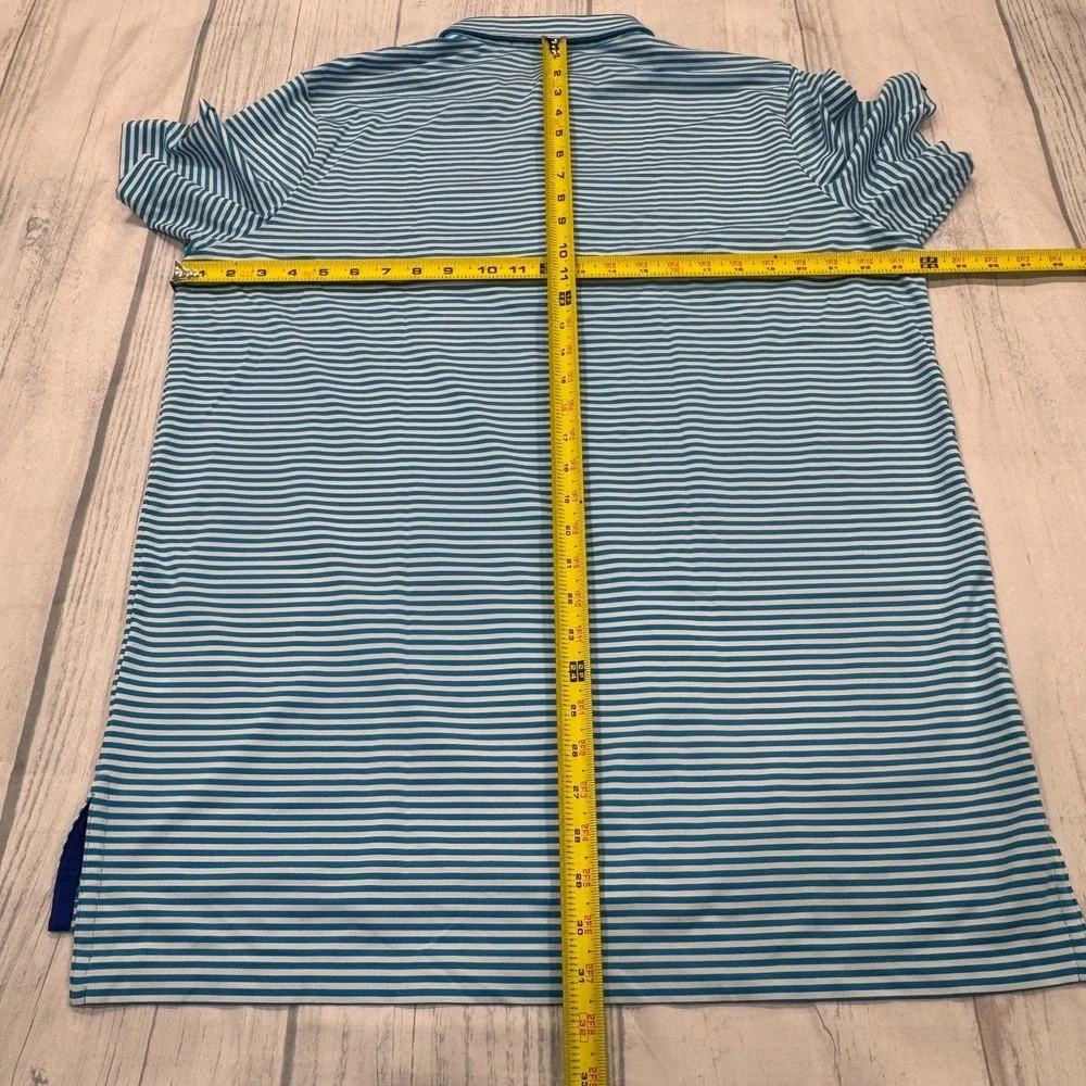 RLX Ralph Lauren Polo Shirt L Large Blue Stripe Casual Golf‎ Logo Mens